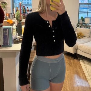 Cropped fuzzy sweater cropped